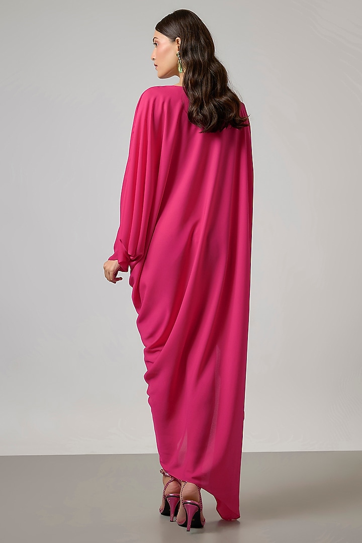 Fuschia Pink Double Georgette Gown by NA-KA at Pernia's Pop Up Shop
