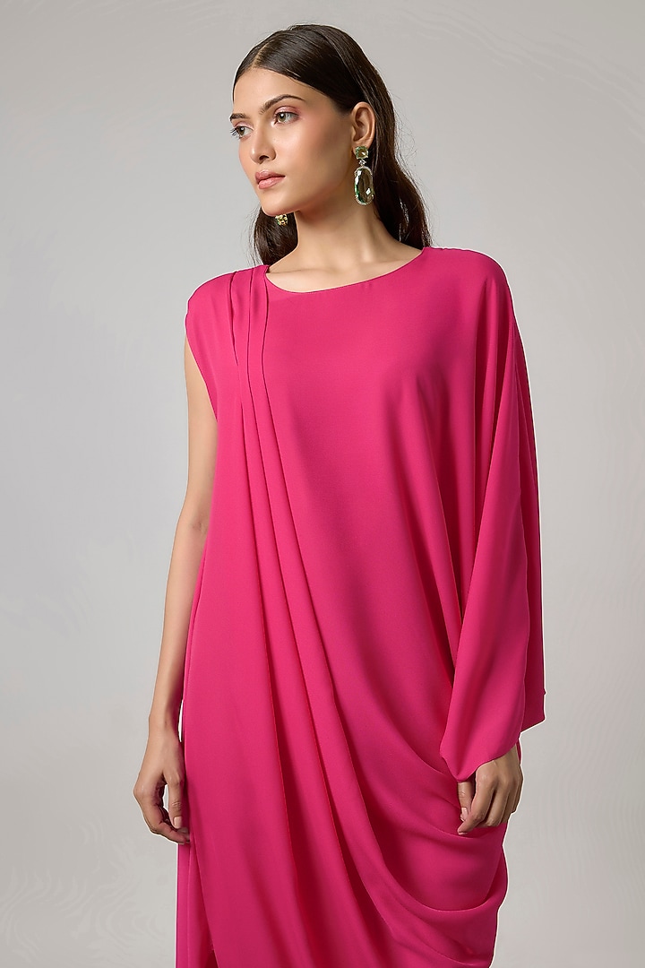 Fuschia Pink Double Georgette Gown by NA-KA at Pernia's Pop Up Shop