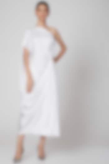 White Draped & Pleated Dress by Na-Ka