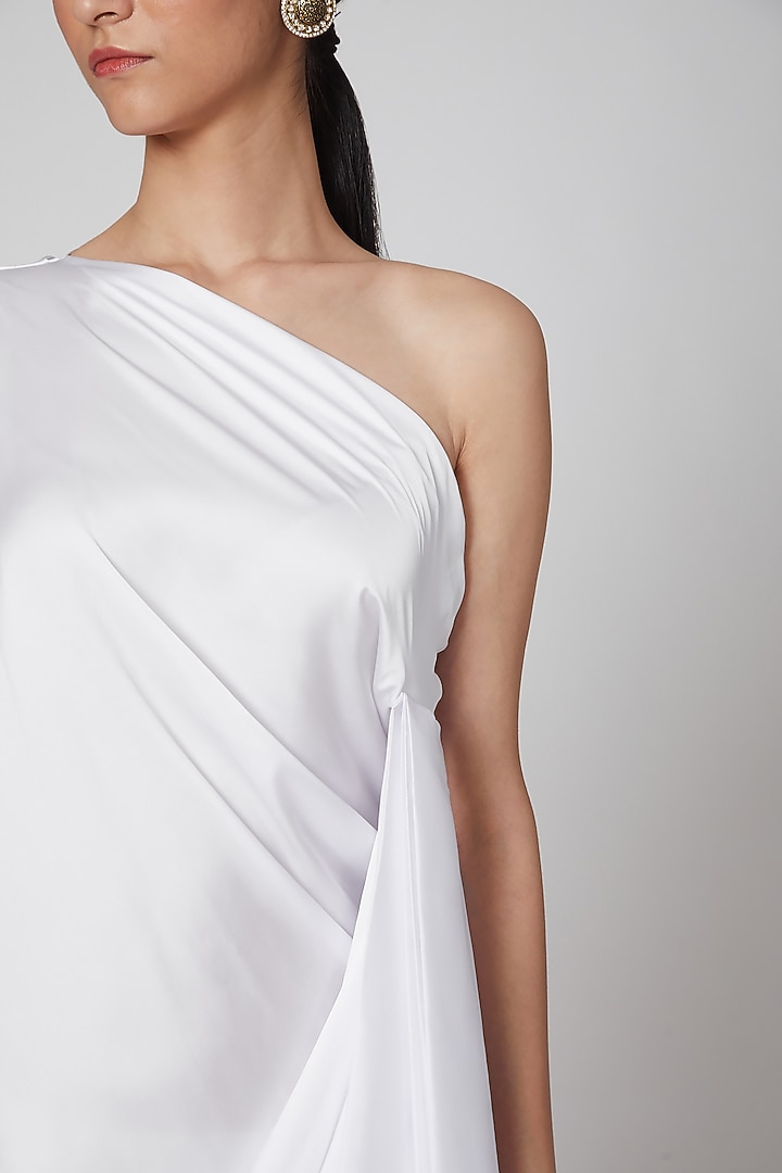 White Draped & Pleated Summer Dress by Na-Ka at Pernia's Pop Up Shop