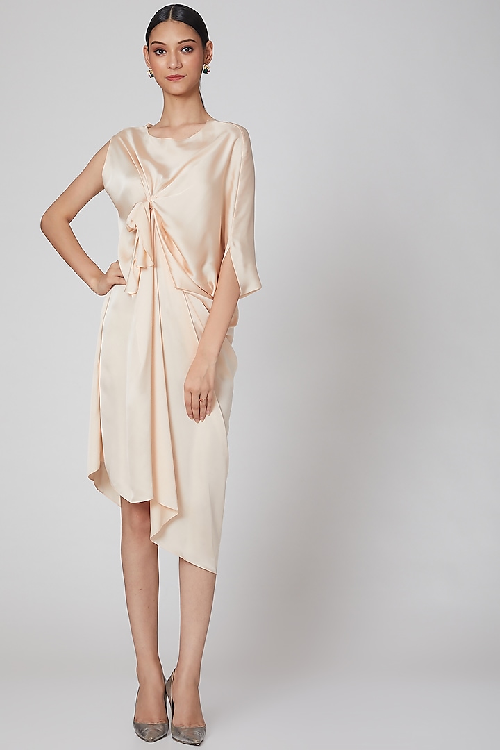 Blush Pink Asymmetric Dress Design by Na-Ka at Pernia's Pop Up Shop 2024