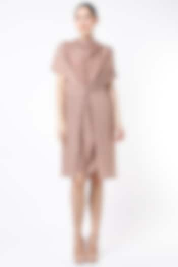 Nude Digital Printed Draped Dress by NA-KA at Pernia's Pop Up Shop