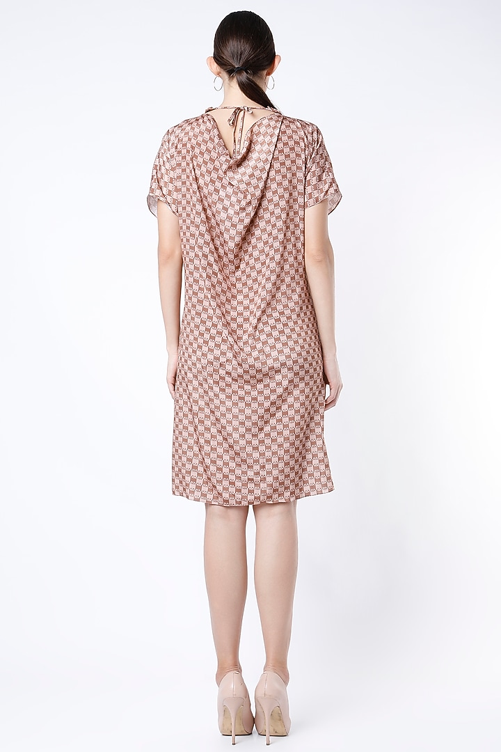 Nude Digital Printed Draped Summer Dress by NA-KA at Pernia's Pop Up Shop