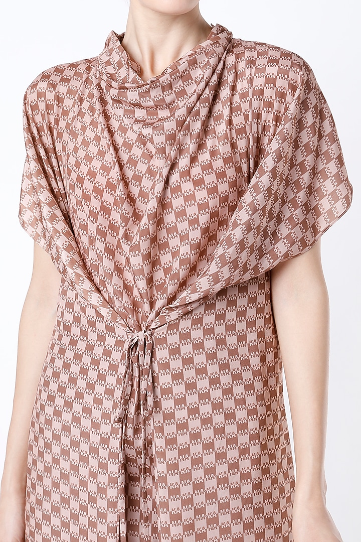 Nude Digital Printed Draped Summer Dress by NA-KA at Pernia's Pop Up Shop