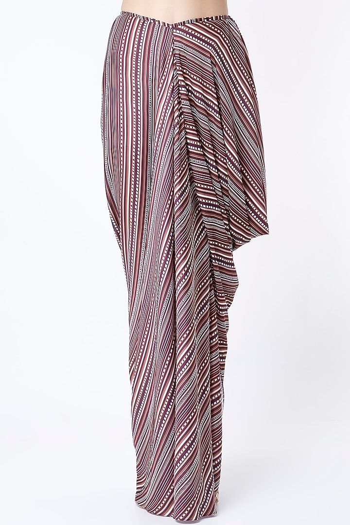 Wine Digital Printed Draped Skirt Set by NA-KA at Pernia's Pop Up Shop