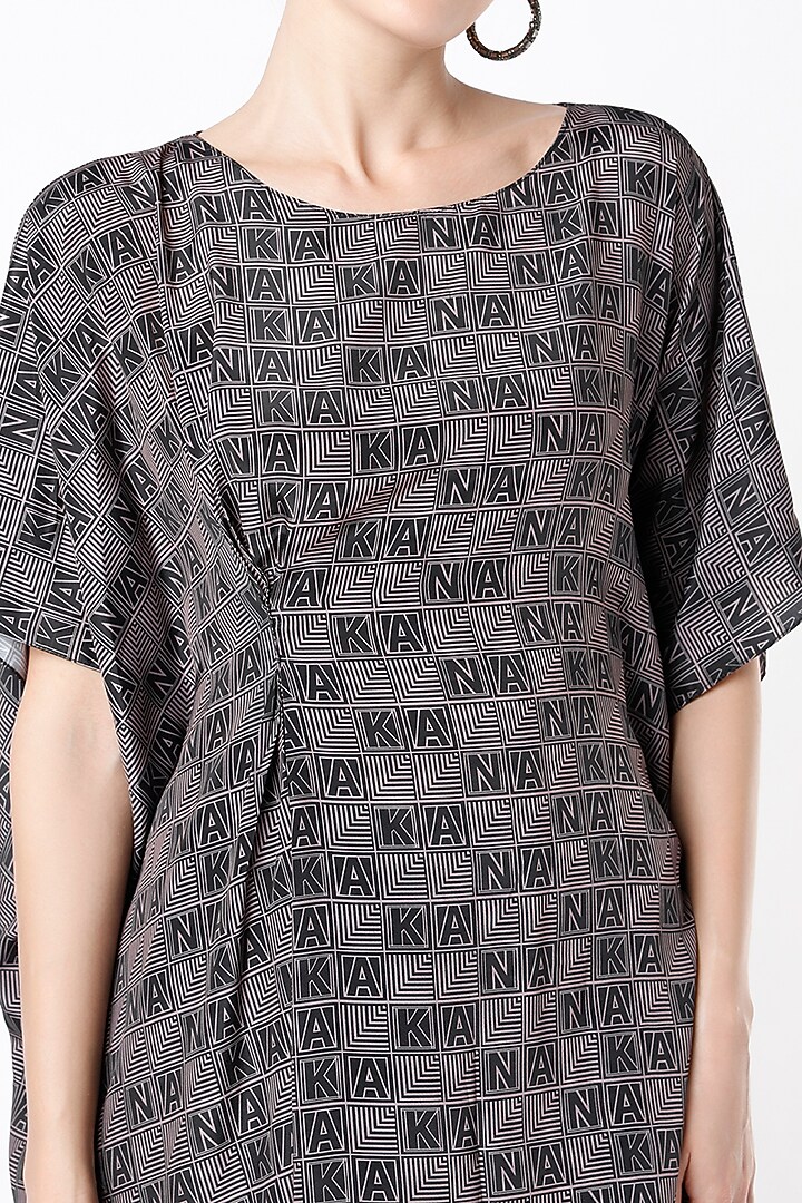 Nude & Black Digital Printed Kaftan Set by NA-KA at Pernia's Pop Up Shop