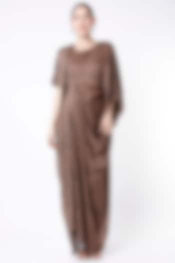 Black & Brown Digital Printed Draped Kaftan by NA-KA at Pernia's Pop Up Shop