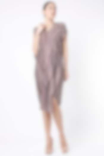 Wine & White Digital Printed Draped Summer Dress by NA-KA at Pernia's Pop Up Shop