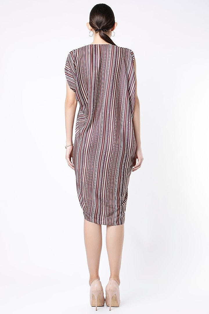 Wine & White Digital Printed Draped Summer Dress by NA-KA at Pernia's Pop Up Shop