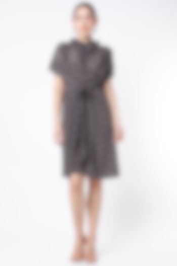 Black & Nude Digital Printed Draped Dress by NA-KA