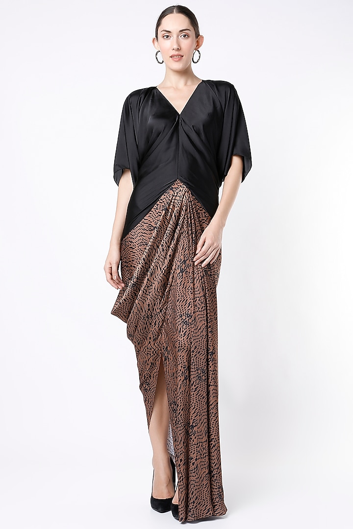 Bronze Digital Printed Skirt Set by NA-KA at Pernia's Pop Up Shop