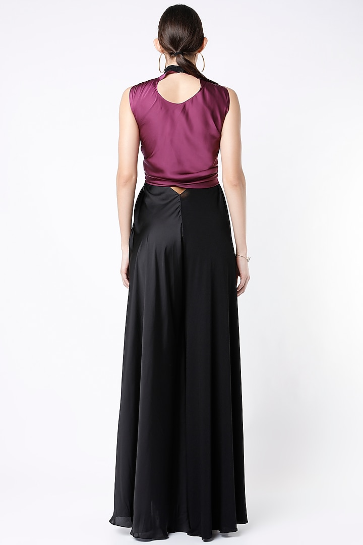 Black Satin & Moss Crepe Jumpsuit by NA-KA at Pernia's Pop Up Shop