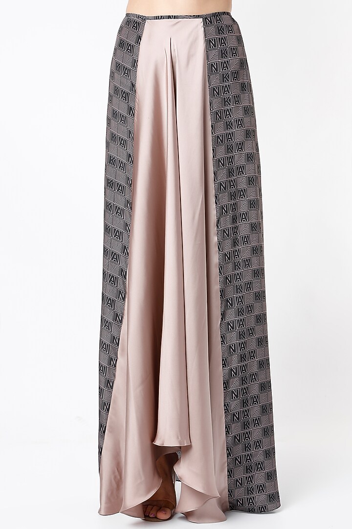 Black & Nude Digital Printed Flared Skirt Set by NA-KA at Pernia's Pop Up Shop
