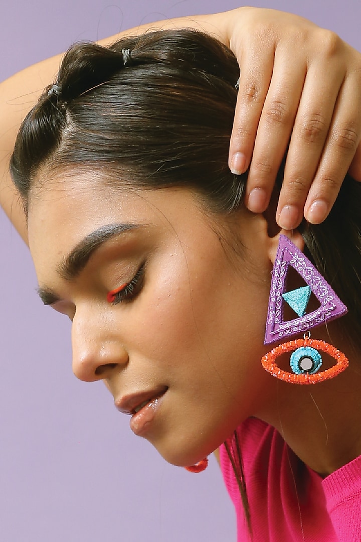 Multi-Colored Eye Spy Dangler Earrings by NakhreWaali