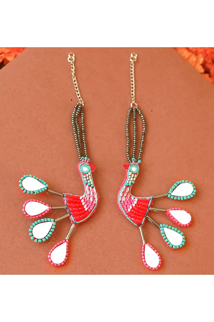 Multi-Colored Embroidered Dangler Earrings by NakhreWaali at Pernia's Pop Up Shop