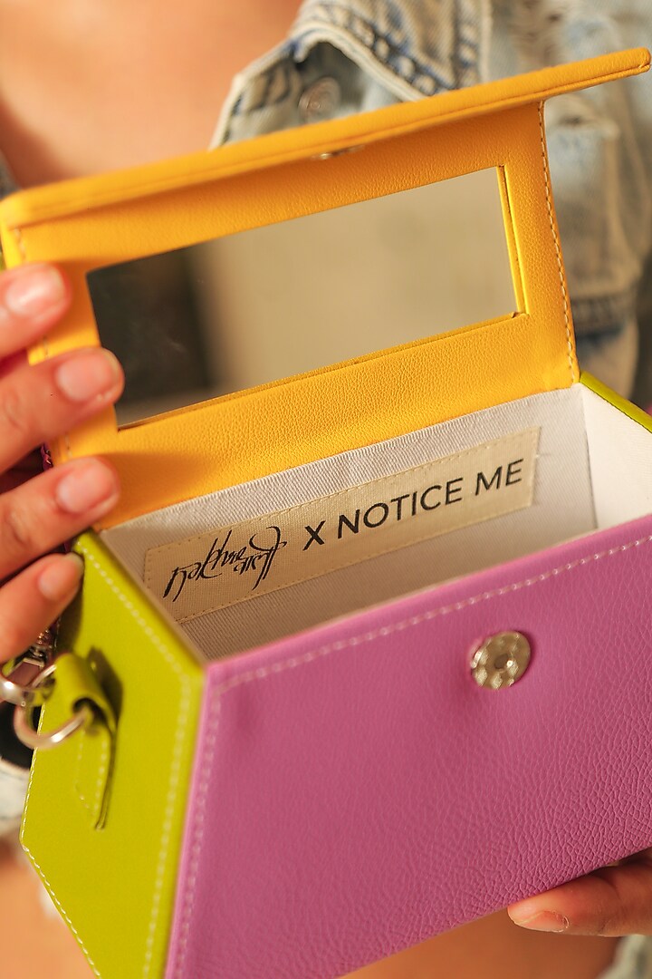 Yellow & Lavender Embroidered Bag by NakhreWaali at Pernia's Pop Up Shop