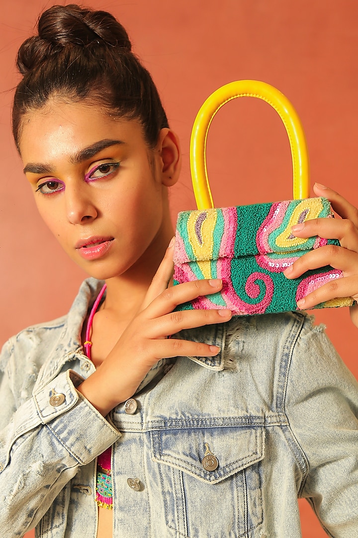 Multi-Colored Bag With Embroidery by NakhreWaali at Pernia's Pop Up Shop