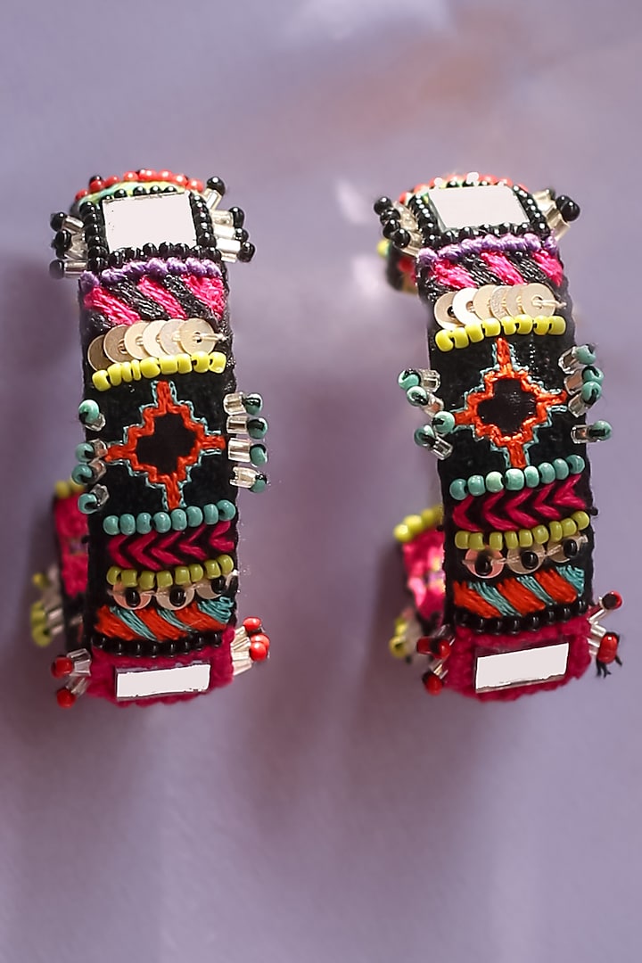 Multi-Colored Hand-Embroidered Earrings by NakhreWaali at Pernia's Pop Up Shop