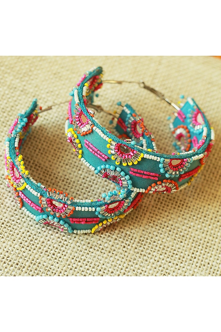 Multi-Colored Cotton Hoop Earrings by NakhreWaali at Pernia's Pop Up Shop