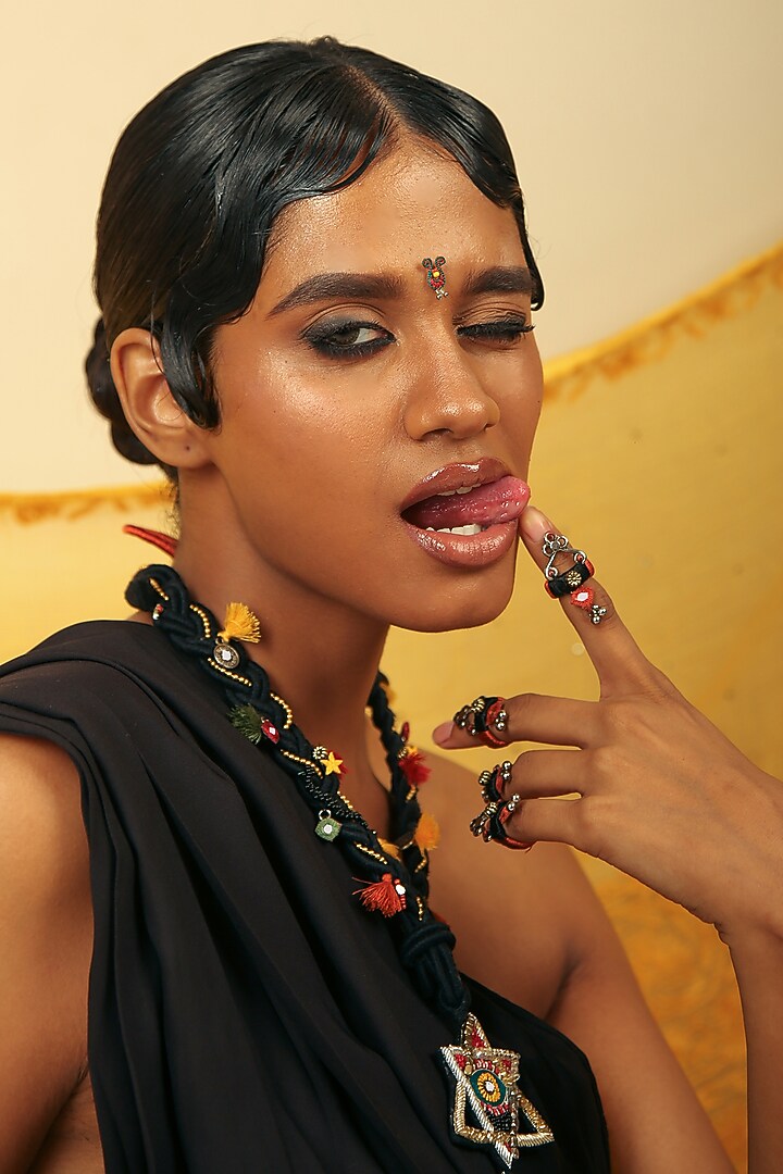 Multi-Colored Hand Embroidered Long Necklace by NakhreWaali at Pernia's Pop Up Shop