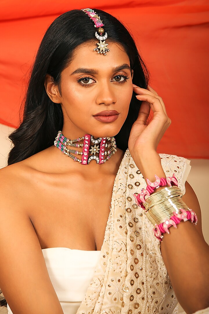 Multi-Colored Hand Embroidered Choker Necklace by NakhreWaali at Pernia's Pop Up Shop