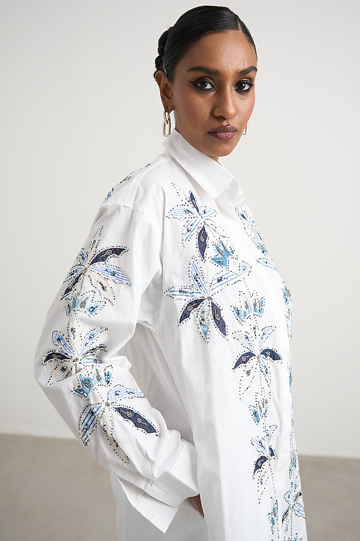 White Cotton Tropical Patchwork Co-Ord Set by Nakateki at Pernia's Pop Up Shop