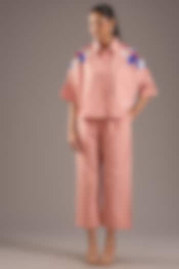 Pink Cotton Floral Embellished Co-Ord Set by Nakateki at Pernia's Pop Up Shop