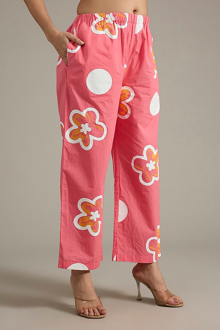 Pink Cotton Poplin Abstract Printed Co-Ord Set by Nakateki at Pernia's Pop Up Shop