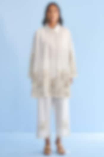 Off-White Cotton Embellished Co-Ord Set by Nakateki at Pernia's Pop Up Shop