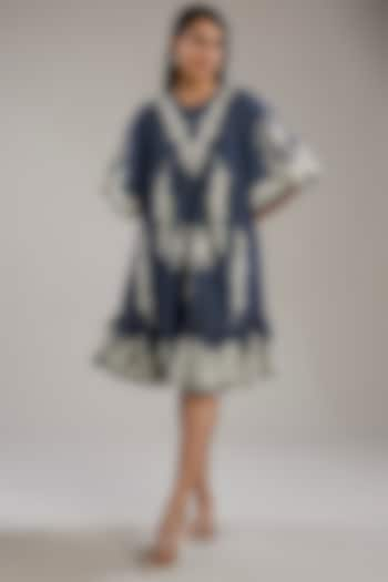 Blue Denim Dori Embroidered Dress by Nakateki at Pernia's Pop Up Shop