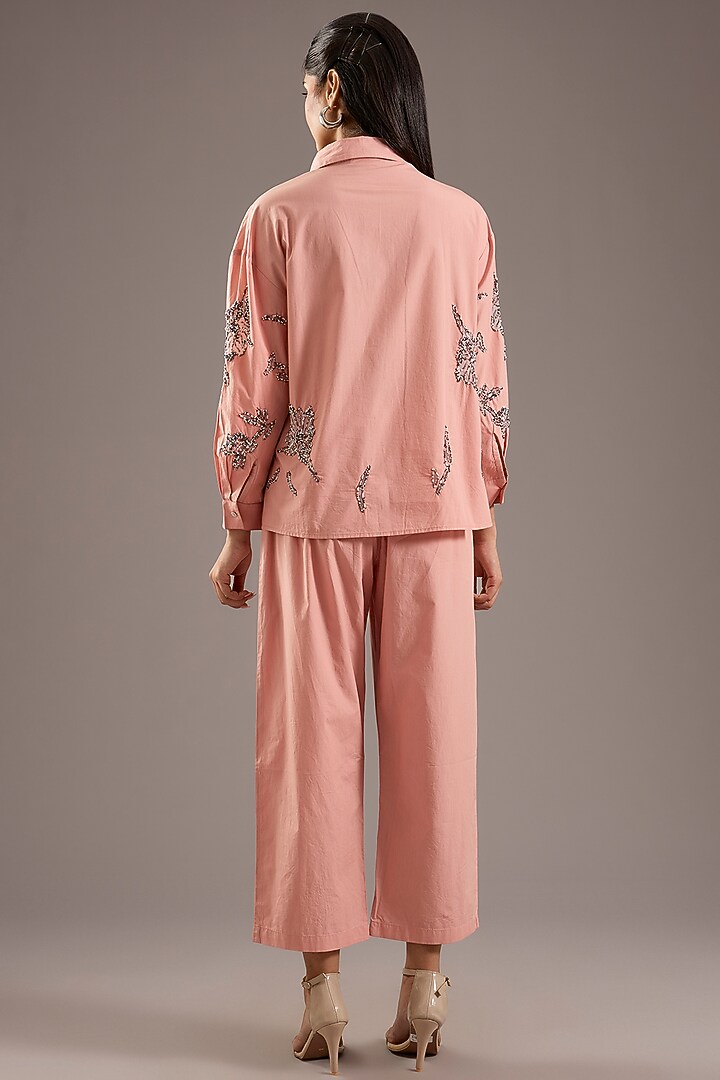 Pink Cotton Floral Embellished Co-Ord Set by Nakateki at Pernia's Pop Up Shop