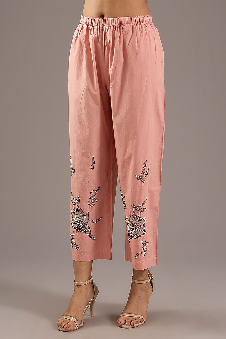 Pink Cotton Floral Embellished Co-Ord Set by Nakateki at Pernia's Pop Up Shop