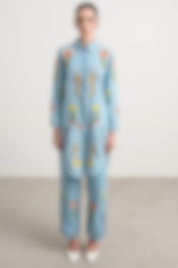 Blue Denim Floral Patchwork Co-Ord Set by Nakateki at Pernia's Pop Up Shop