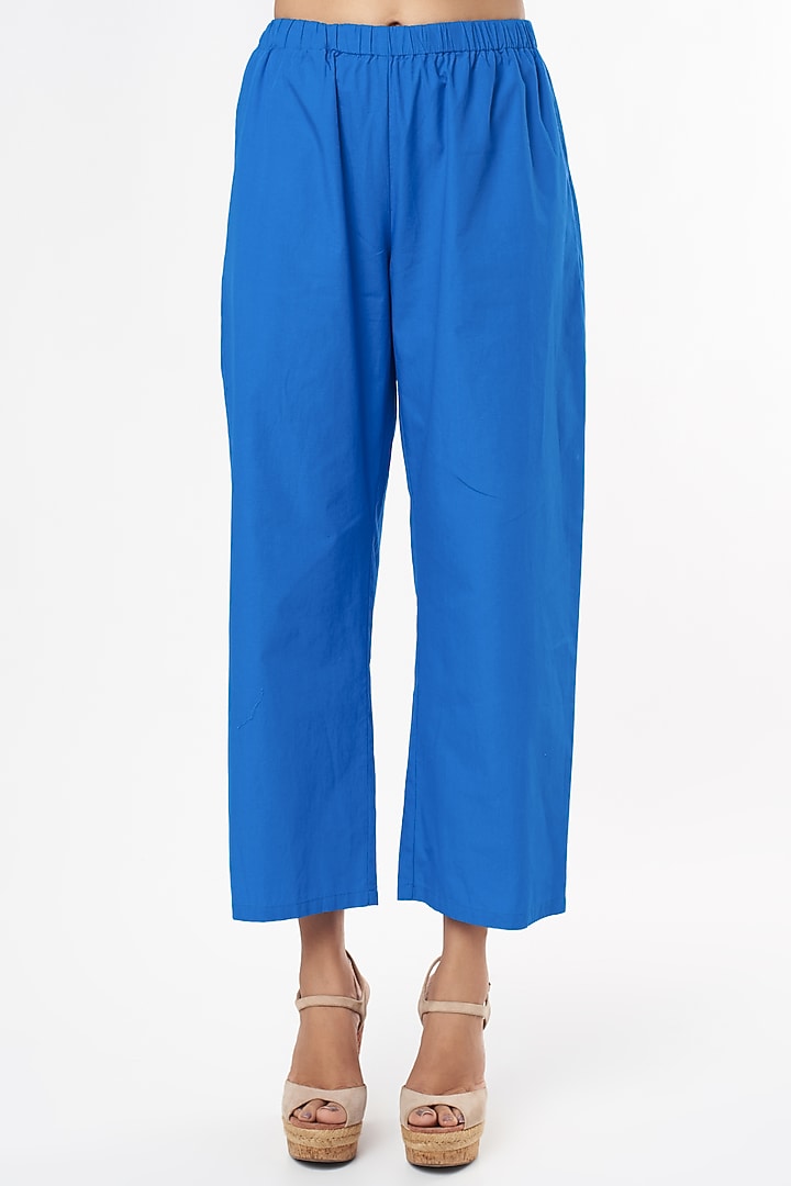 Cobalt Blue Embroidered Co-Ord Set by Nakateki at Pernia's Pop Up Shop