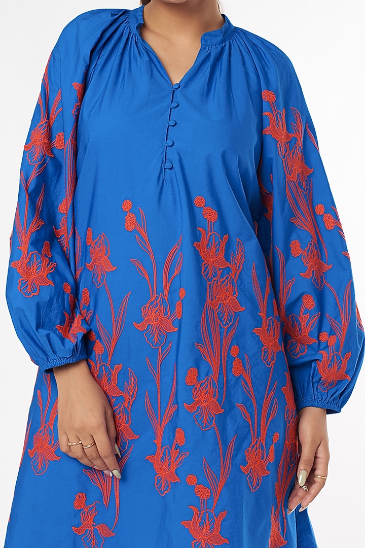 Cobalt Blue Embroidered Co-Ord Set by Nakateki at Pernia's Pop Up Shop