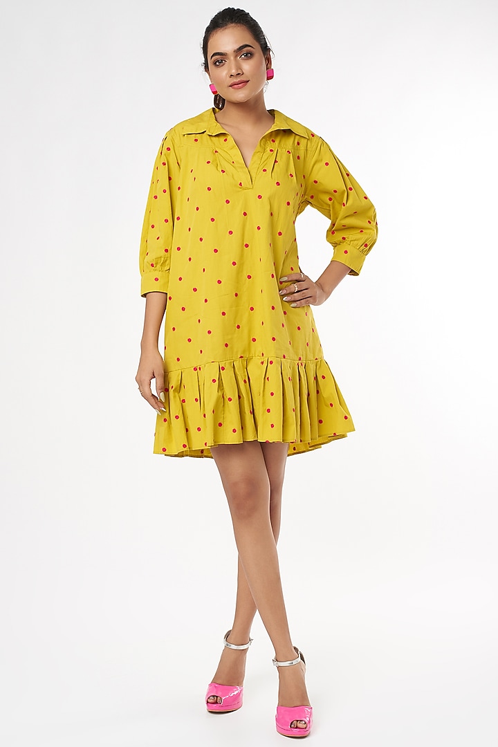 Yellow Embroidered Tennis Dress by Nakateki