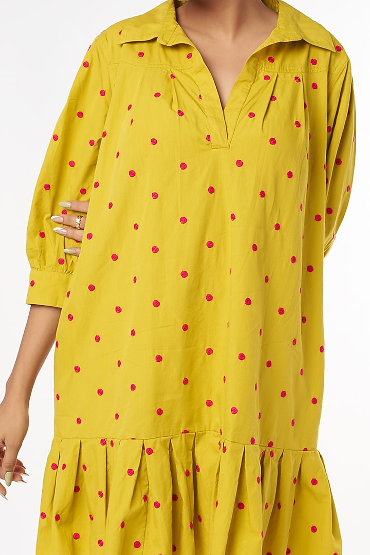 Yellow Embroidered Tennis Summer Dress by Nakateki at Pernia's Pop Up Shop