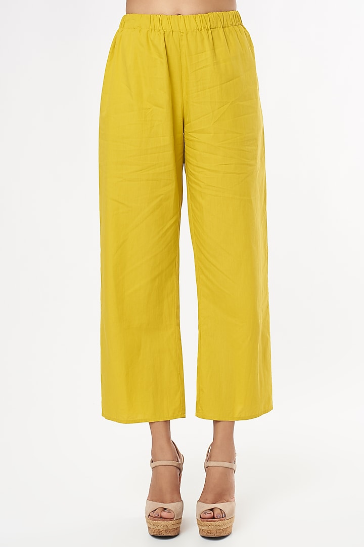 Yellow Embroidered Co-Ord Set by Nakateki at Pernia's Pop Up Shop