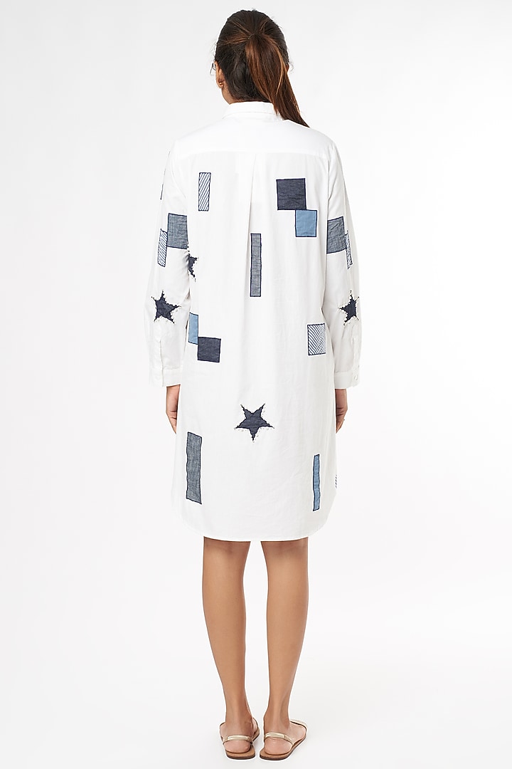 White Embroidered Summer Shirt Dress by Nakateki at Pernia's Pop Up Shop