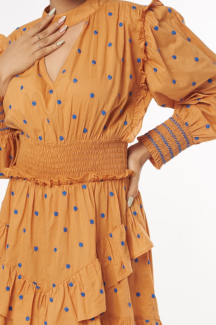 Orange Embroidered Summer Dress by Nakateki at Pernia's Pop Up Shop