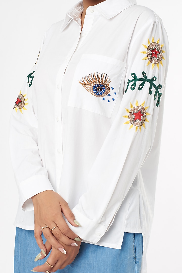 White Embroidered Shirt by Nakateki at Pernia's Pop Up Shop
