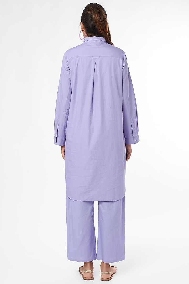 Mauve Cotton Poplin Embroidered Co-Ord Set by Nakateki at Pernia's Pop Up Shop