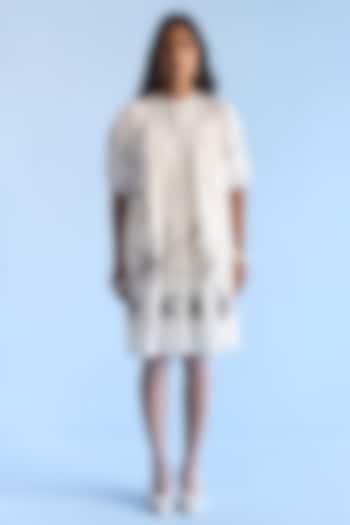 Off-White Cotton Palm Tree Patch Embroidered Flared Vacation Dress by Nakateki at Pernia's Pop Up Shop