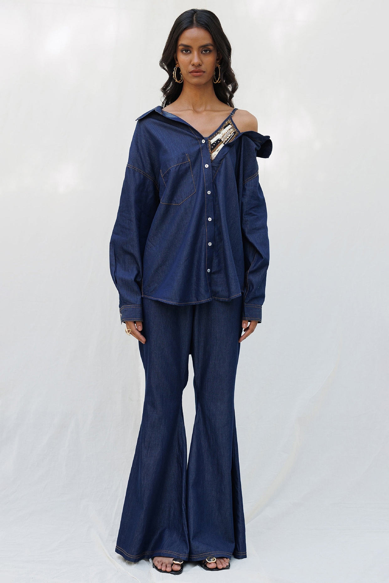 Nakateki Blue Denim Embellished Co-ord Set