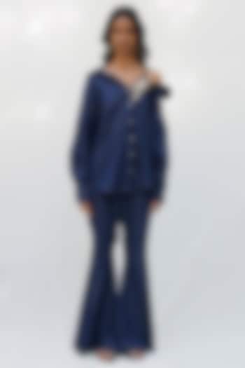 Blue Denim Embellished Co-ord Set by Nakateki at Pernia's Pop Up Shop