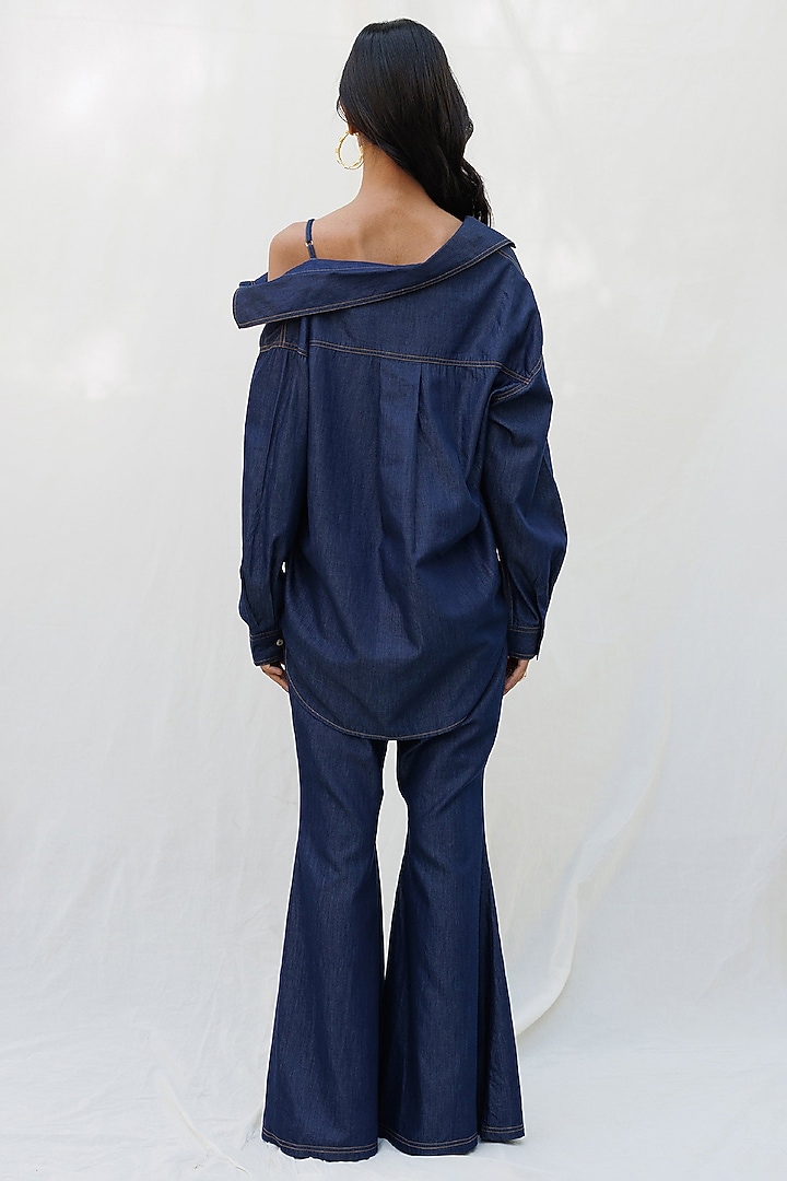 Blue Denim Embellished Co-ord Set by Nakateki at Pernia's Pop Up Shop
