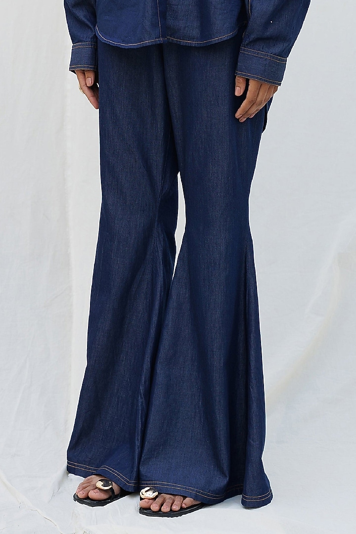 Blue Denim Embellished Co-ord Set by Nakateki at Pernia's Pop Up Shop