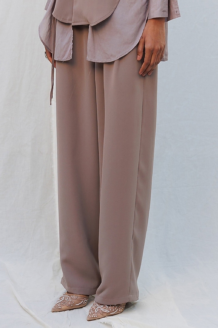 Brown Viscose Polyamide Metallic Embellished Jacket Set by Nakateki at Pernia's Pop Up Shop