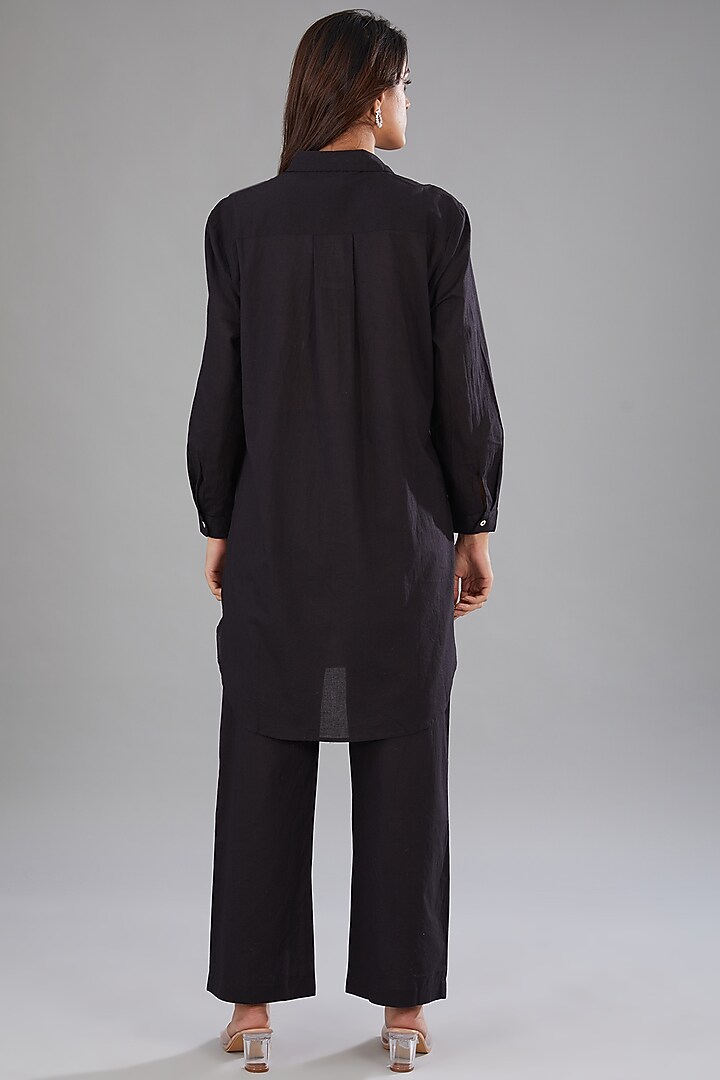 Black Cotton Cambric Bead Embellished Co-Ord Set by Nakateki at Pernia's Pop Up Shop