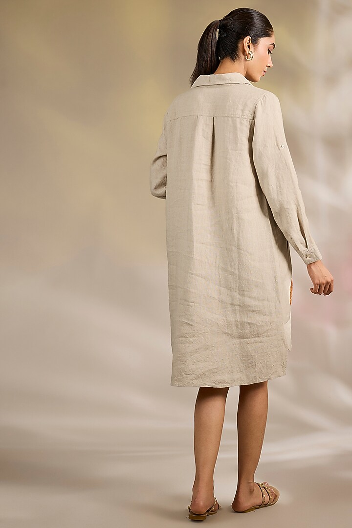 Beige Linen Vacation Dress by Nakateki at Pernia's Pop Up Shop